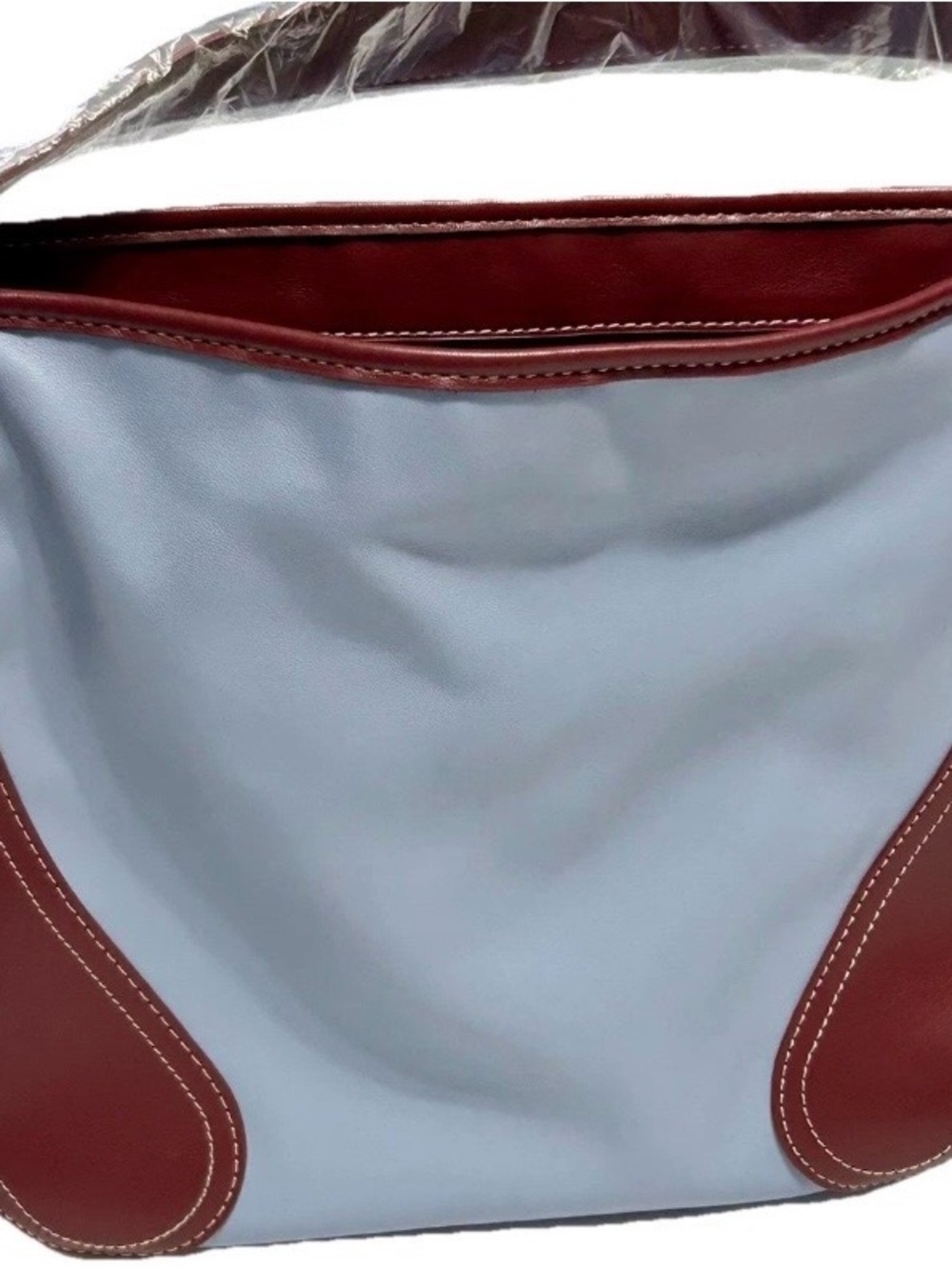 LuxeBold Hobo Bag Blue Maroon Vegan Leather Shoulder Bag Slouchy Purse Women's